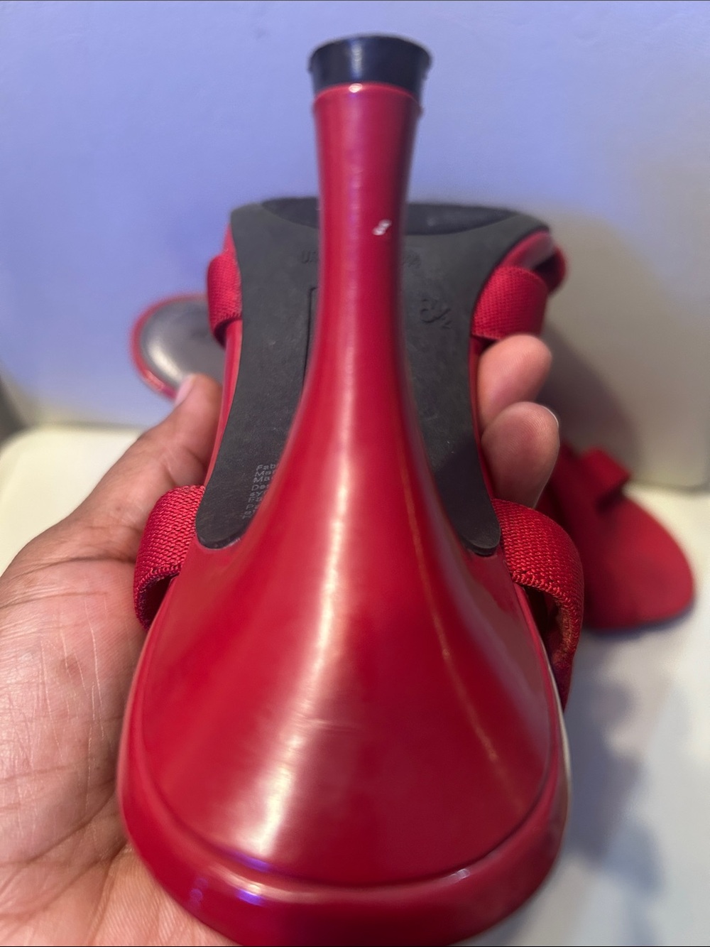 dexflex comfort Red Elastic Strappy Sandals | Size: 8.5 | Heel: 3 3/4 GC - Picture 4 of 8